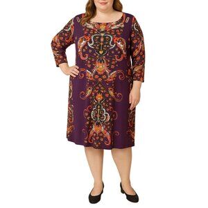 Maria Gabrielle Plus Size 2X Vintage-Inspired Bohemian Paisley Print Dress